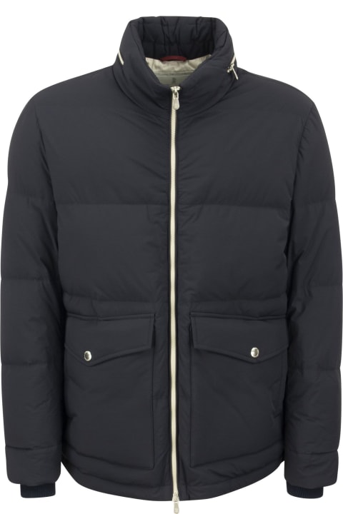 Opaque Nylon Down Jacket With Patch Pockets