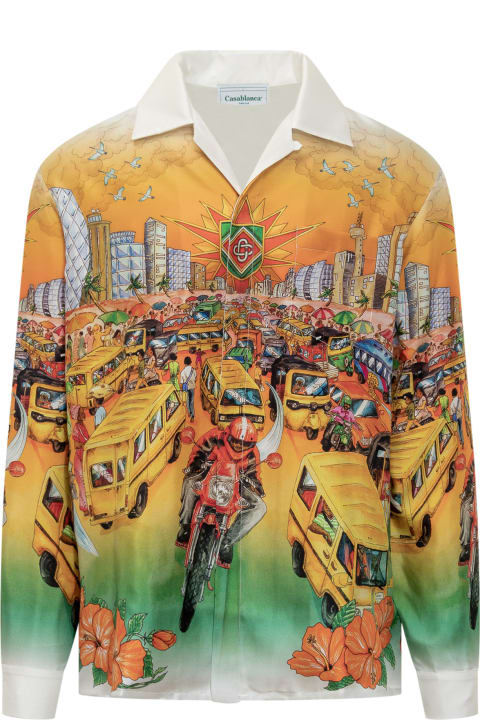 Casablanca Topwear for Women Casablanca Silk Shirt With Traffic Print