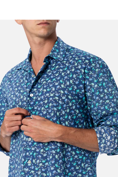 Homeware MC2 Saint Barth Man Muslin Cotton Shirt Sikelia With Crabs Print