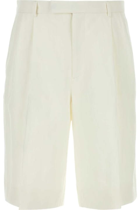 Gucci Pants for Women Gucci Ivory Linen Bermuda Shorts