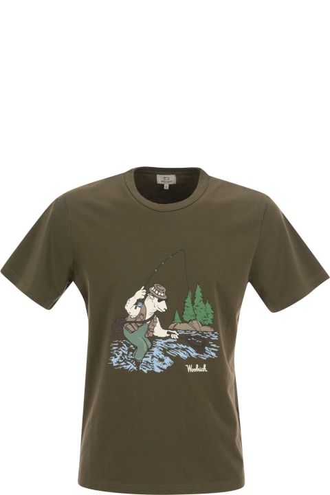 Woolrich Men Woolrich Pure Cotton T-shirt With Illustration