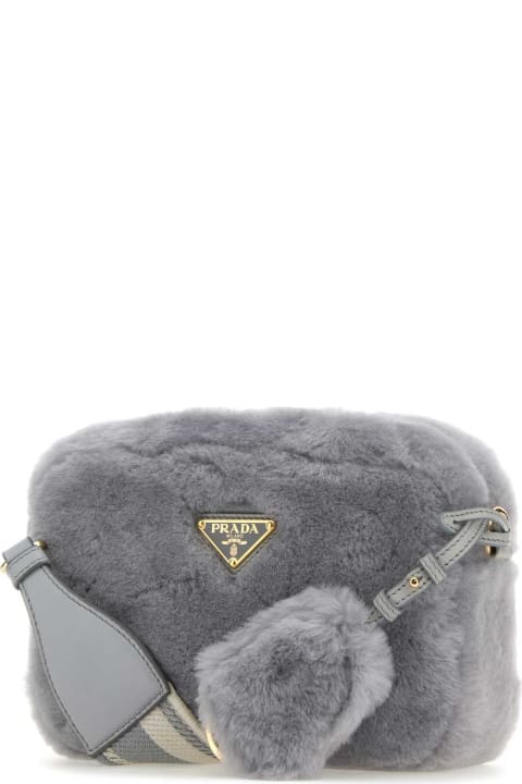 Bags for Women Prada Grey Shearling Crossbody Bag