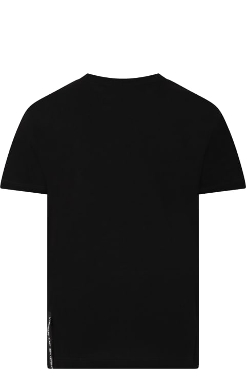Black T-shirt For Boy With "vison Of Super"writing And Print