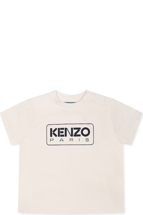 Kenzo Kids for Baby Girls Kenzo Kids Ivory T-shirt For Baby Boy With Logo