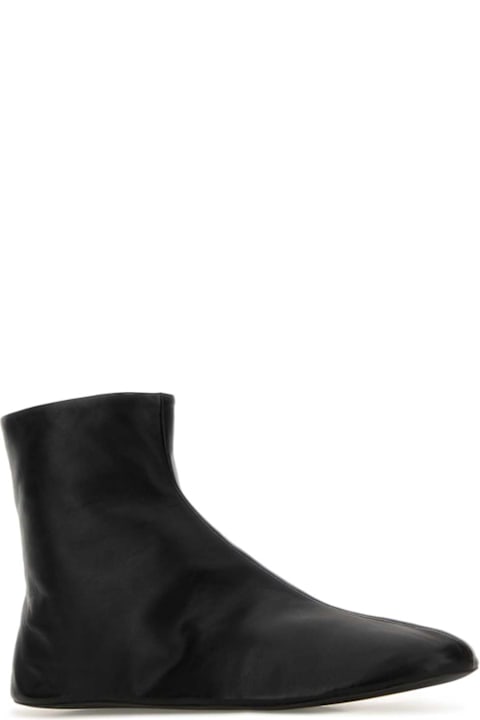The Row Black Leather Stella Ankle Boots
