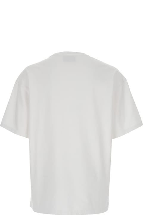 Homeware Icon Denim White Crewneck T-shirt With Logo Lettering On The Front In Cotton Man