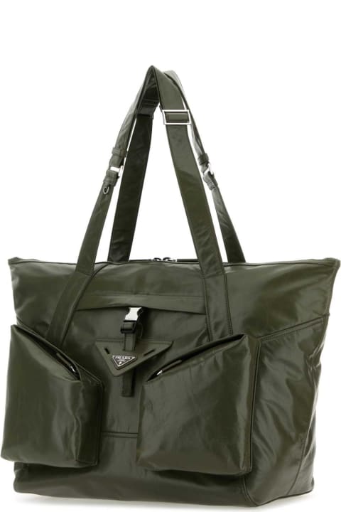Prada Bags for Men Prada Olive Green Leather Shopping Bag