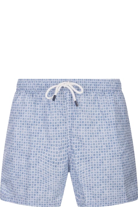 Swimwear for Men Fedeli Swim Shorts With Micro Pattern Of Polka Dots And Flowers