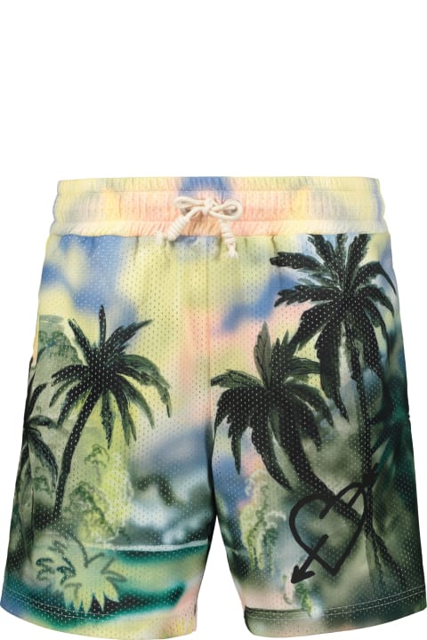 Palm Angels Pants for Men Palm Angels Printed Techno Fabric Bermuda-shorts