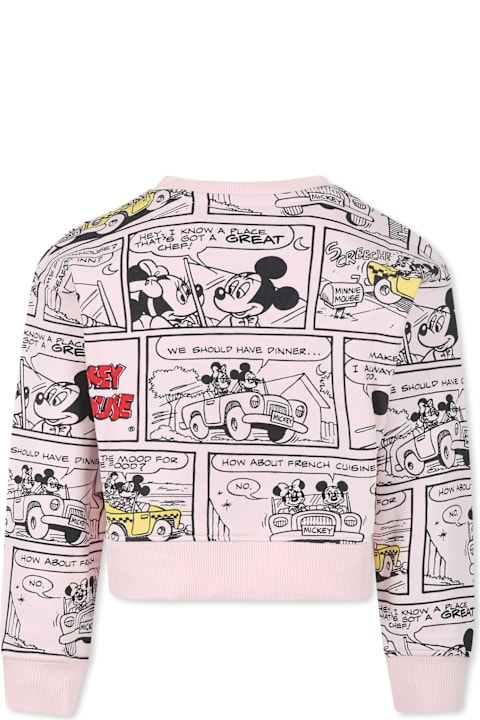 Little Marc Jacobs Topwear for Girls Little Marc Jacobs Pink Crop Sweatshirt For Girl With Mickey Mouse