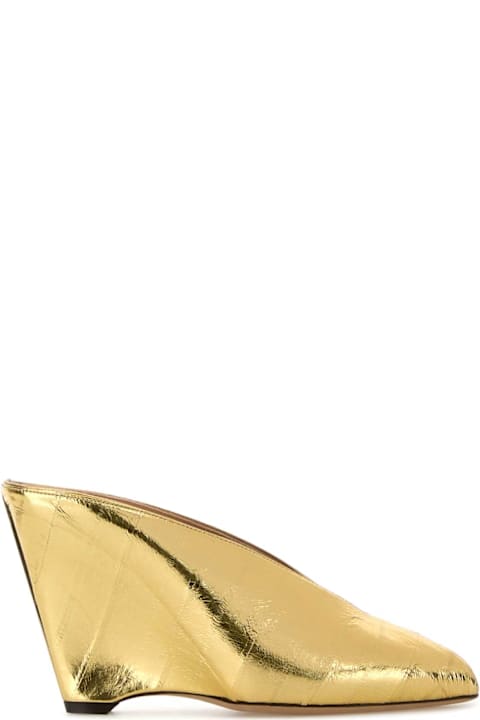 Ferragamo Gold Leather Alicia 95 Mules