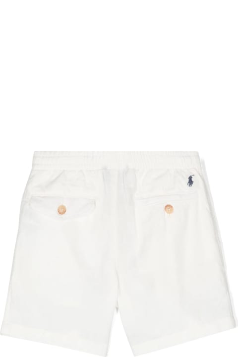 Bottoms for Boys Ralph Lauren White Linen And Cotton Bermuda Shorts