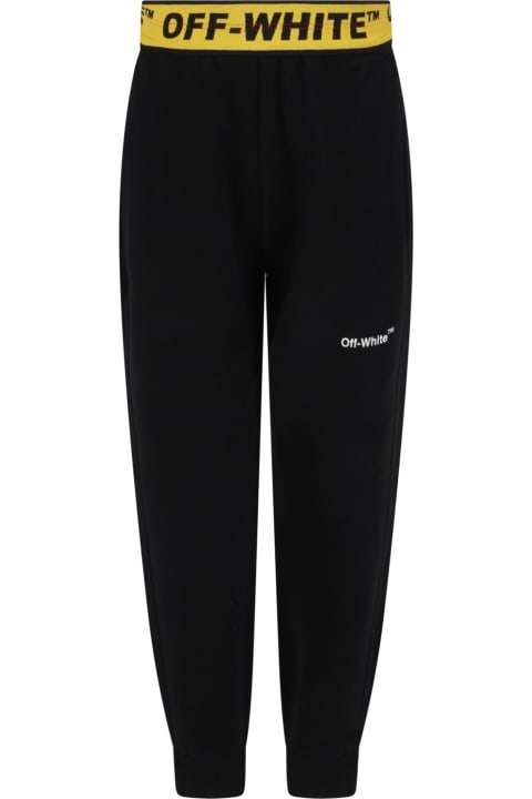 Black Sweatpants For Kids With White Logo