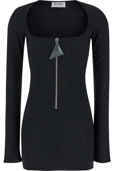 The Attico Dresses for Women The Attico Mini Black Dress With Branded Zip Puller In Tech Fabric Woman