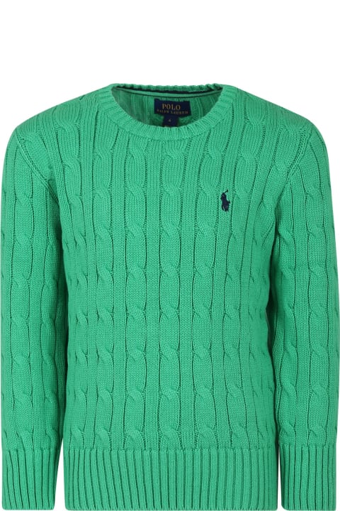 Sweaters & Sweatshirts for Boys Ralph Lauren Green Sweater For Boy With Embroidery