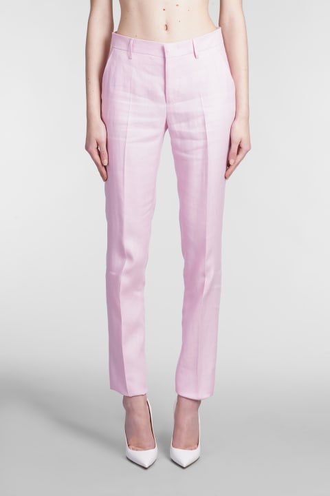 Pants In Rose-pink Linen
