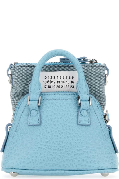 Fashion for Women Maison Margiela Light Blue Leather And Fabric 5ac Classique Baby Handbag