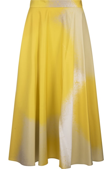 Gianluca Capannolo Skirts for Women Gianluca Capannolo Printed Yellow Silk Midi Skirt