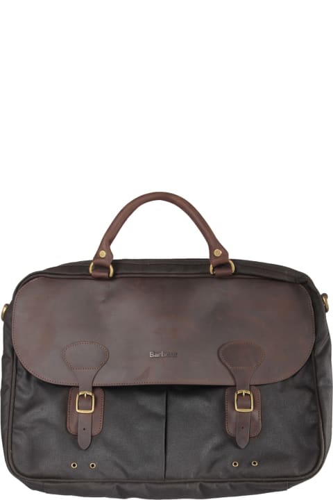 Bags for Men Barbour Waxed Cotton And Leather Briefcase Barbour