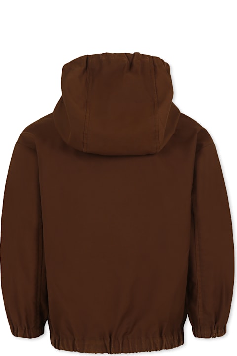 Dsquared2 Coats & Jackets for Boys Dsquared2 Brown Windbreaker Jacket For Kids With Logo