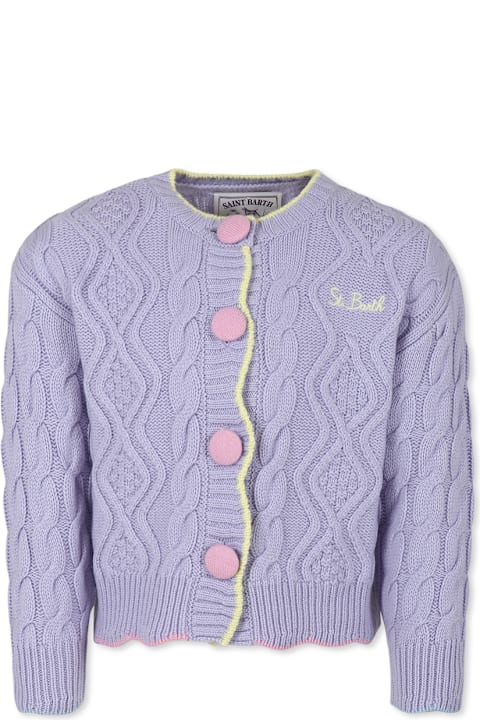 Homeware MC2 Saint Barth Purple Cardigan For Girl With Logo