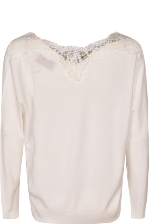 Ermanno Scervino Fleeces & Tracksuits for Women Ermanno Scervino Lace Paneled Ribbed Sweatshirt