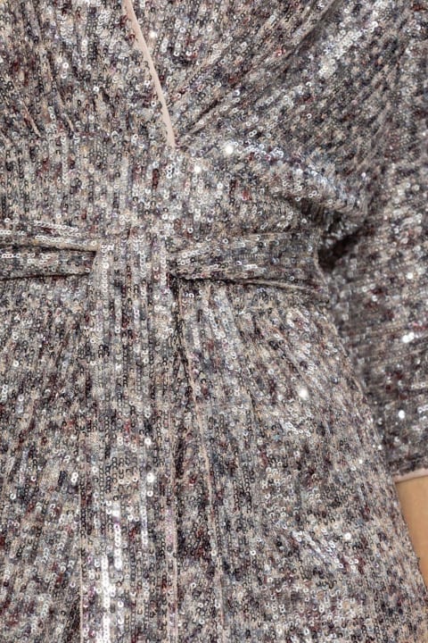 Sequin-embellished Wraped Belted Dress