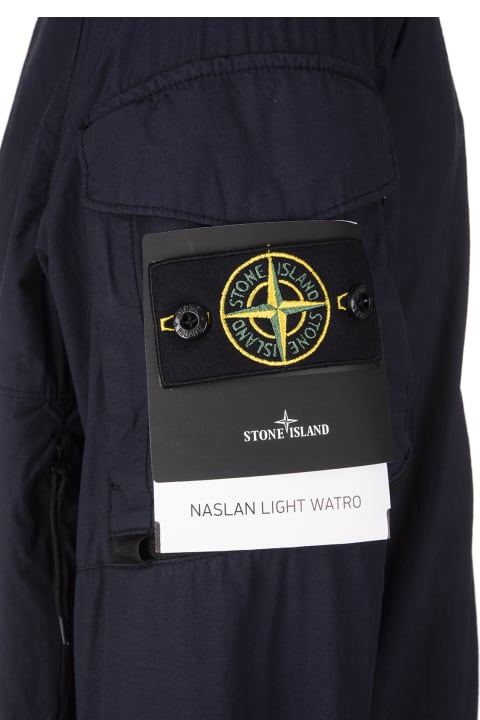 Man Hooded Jacket In Navy Blue Naslan Light Watro