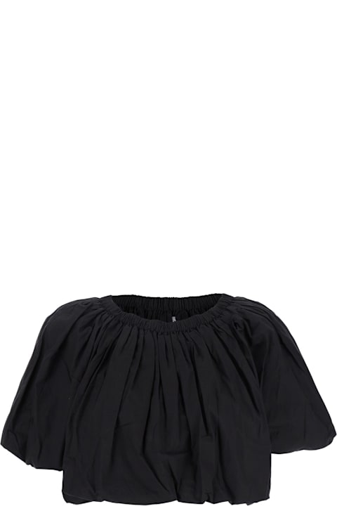 Marant Étoile Clothing for Women Marant Étoile 'bertille' Black Cropped Top With All-over Gathering In Cotton Woman