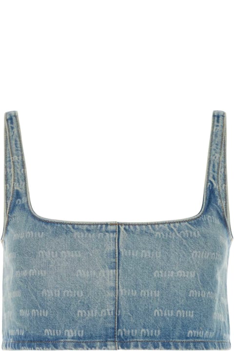 Miu Miu for Women Miu Miu Printed Denim Crop-top