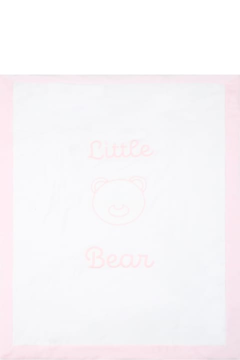 White Blanket For Baby Girl With Logo