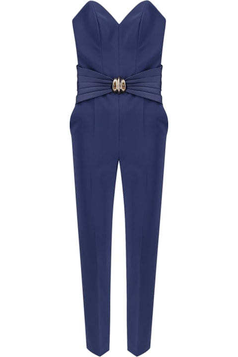 Jumpsuits for Women Elisabetta Franchi Crepe Jumpsuit With Macro Bow And Jewel Accessory