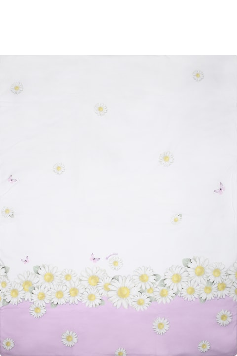 ベビーガールズ Monnalisaのアクセサリー＆ギフト Monnalisa White Blanket For Baby Girl With Daisies