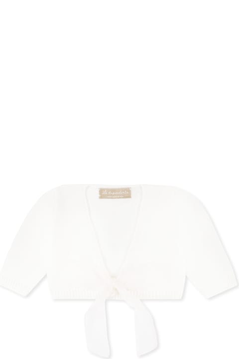 أدوات منزلية La stupenderia Ivory Cardigan For Baby Girl With Bow