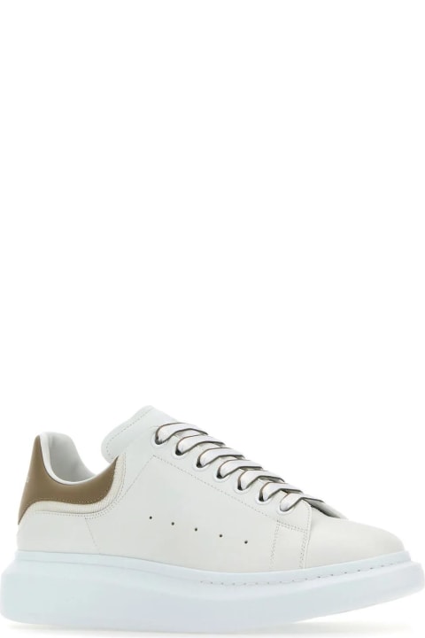 Sneakers for Men Alexander McQueen White Leather Sneakers With Dove Grey Leather Heel