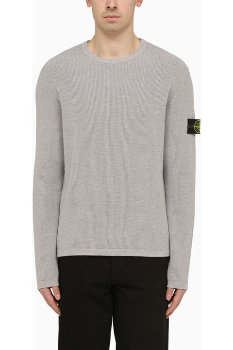 Grey Crew-neck Pullover With Logo