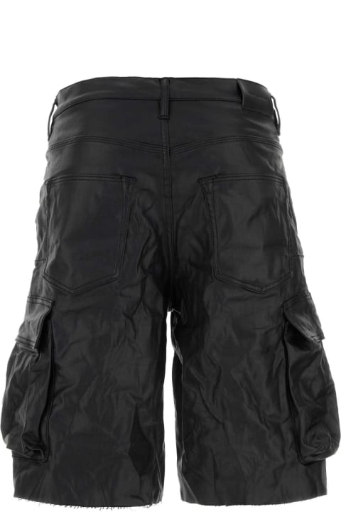 Purple Brand Pants for Men Purple Brand Black Stretch Synthetic Leather P022 Bermuda Shorts