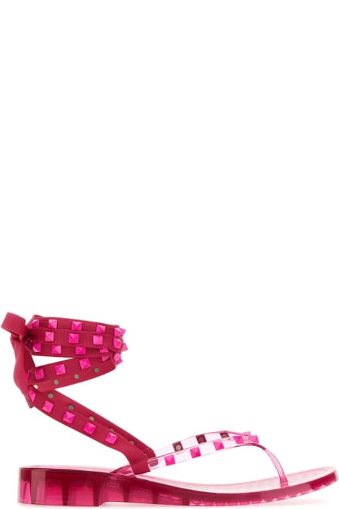 Valentino Garavani Shoes for Women Valentino Garavani Pink Pp Rubber Gladiator Rockstud Thong Sandals