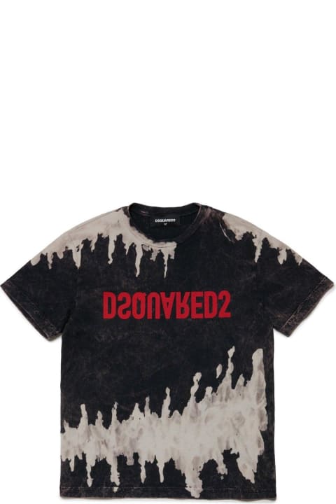 Dsquared2 for Kids Dsquared2 Tie-dyed Logo Printed Crewneck T-shirt