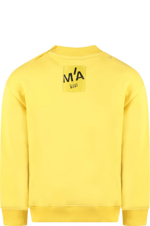 Yellow Sweatshirt For Kids With Black Logo