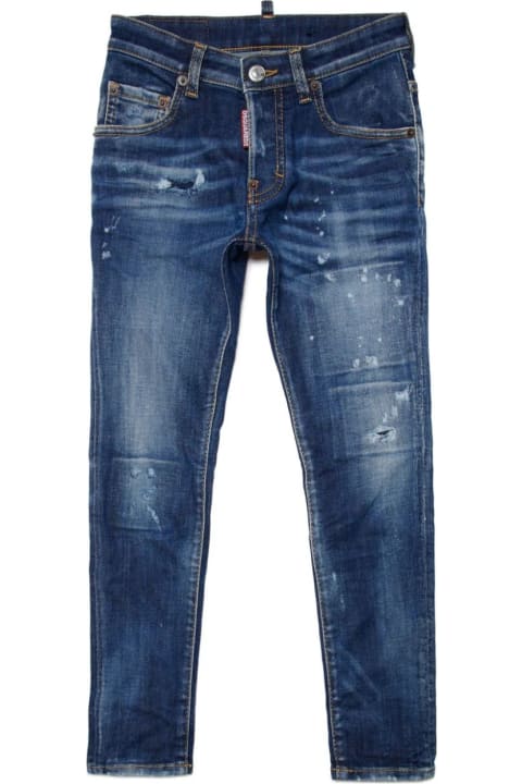 Dsquared2 Bottoms for Boys Dsquared2 Skater Skinny Jeans In Dark Blue Washed With Rips