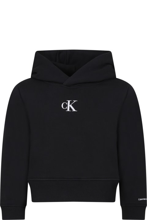 ガールズ Calvin Kleinのニットウェア＆スウェットシャツ Calvin Klein Sweat-shirt Noir Pour Fille Avec Logo
