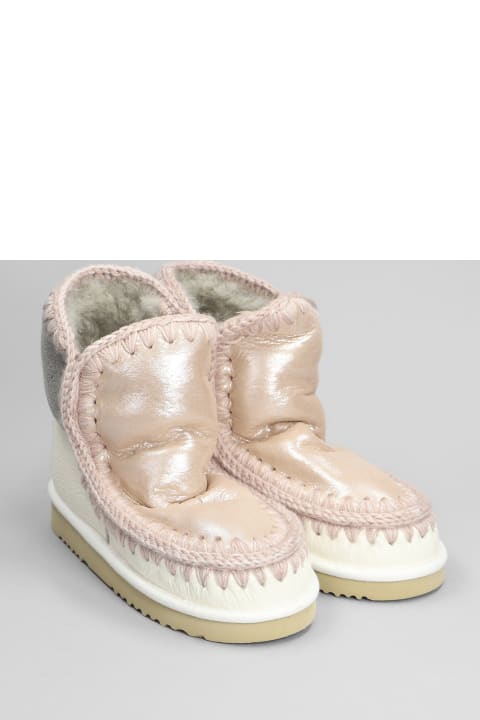 Mou Boots for Women Mou Eskimo 18 Low Heels Ankle Boots In Rose-pink Leather