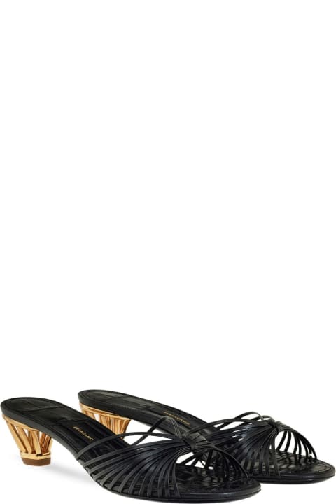 Sandals for Women Ferragamo Black Calf Leather Mules