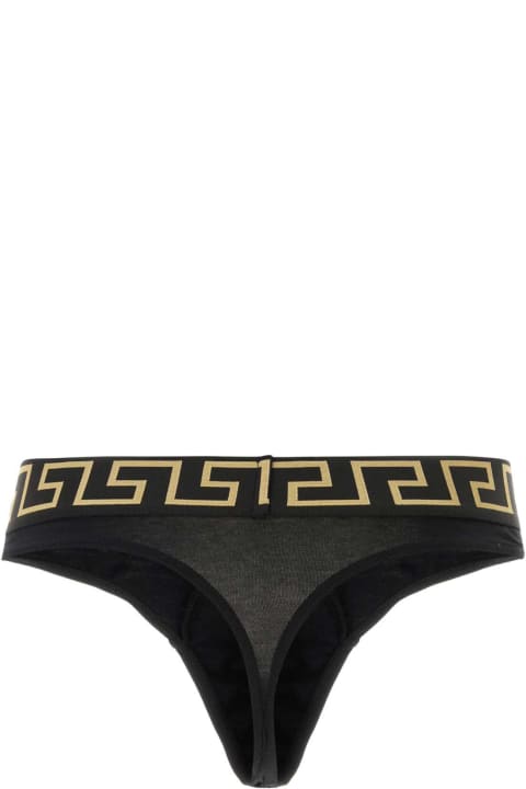 Underwear for Men Versace Black Stretch Cotton Thong