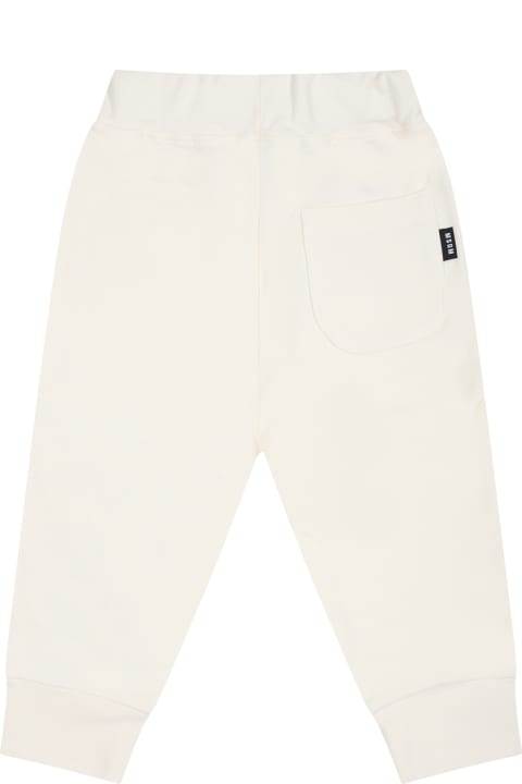 Bottoms for Baby Boys MSGM Ivory Trousers For Baby Kids With Logo