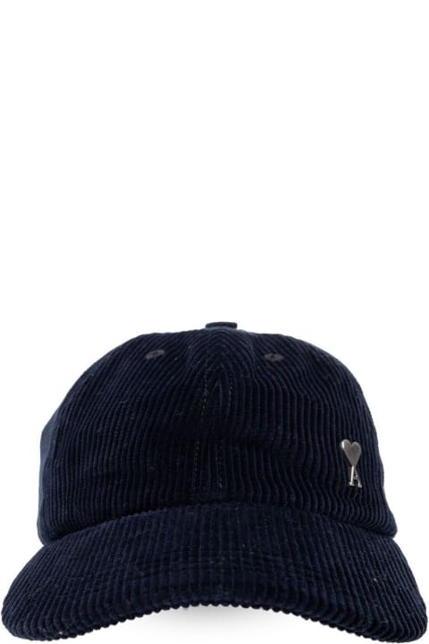 Ami Alexandre Mattiussi Hats for Men Ami Alexandre Mattiussi Logo Plaque Corduroy Baseball Cap