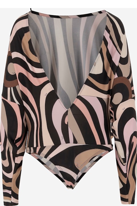 Pucci for Women Pucci Marble Print Bodysuit With Cape Sleeves
