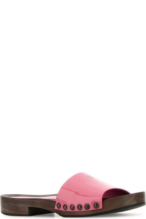 Miu Miu Flat Shoes for Women Miu Miu Fuchsia Leather Clogs