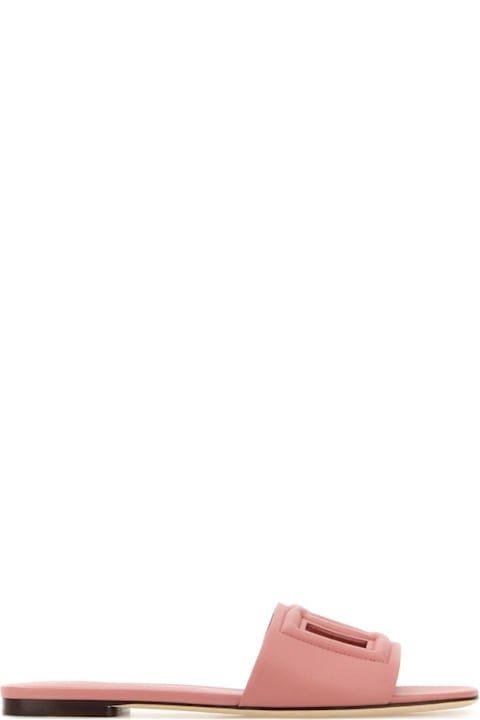 Dolce & Gabbana Pink Nappa Leather Slippers